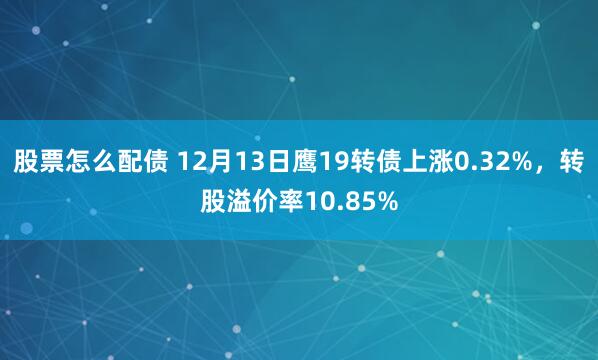 股票怎么配债 12月13日鹰19转债上涨0.32%，转股溢价率10.85%