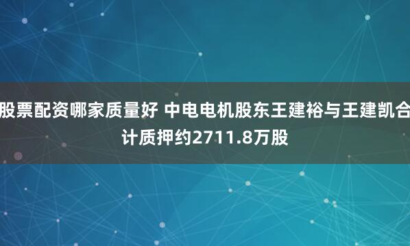 股票配资哪家质量好 中电电机股东王建裕与王建凯合计质押约2711.8万股