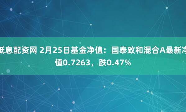 低息配资网 2月25日基金净值：国泰致和混合A最新净值0.7263，跌0.47%